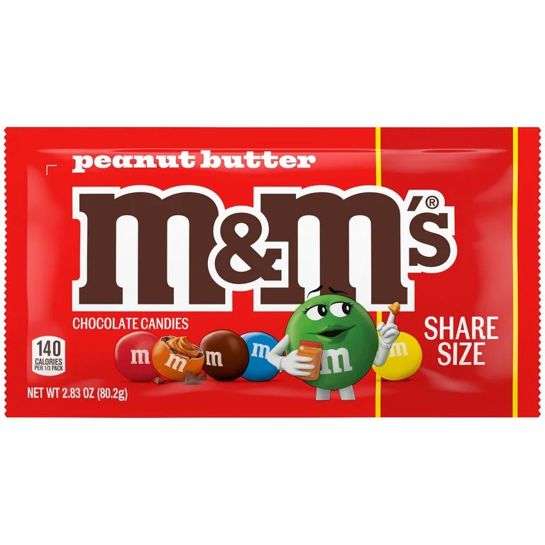 M&M'S Peanut Butter Milk Chocolate Candy, Share Size Bag 2.83 oz